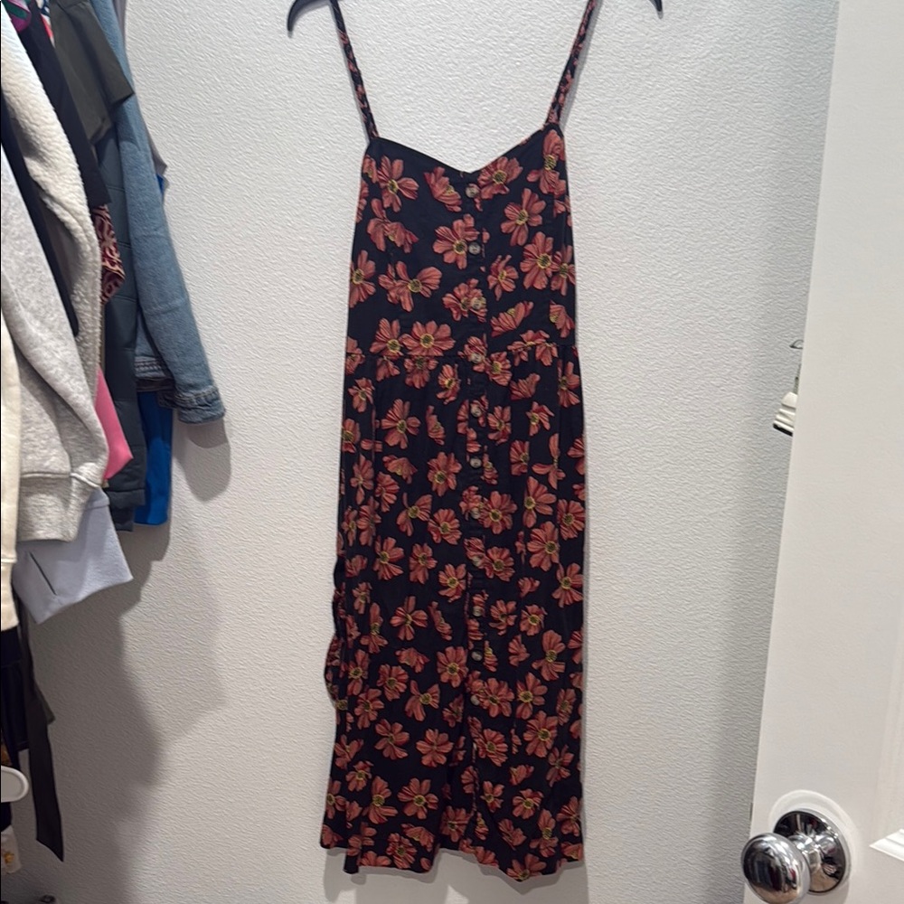 Floral Black and Red Women's Dress